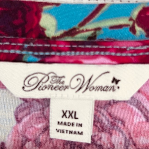 The‎ Pioneer Woman XXL Floral Print 3/4 Sleeve V-Neck Blouse Top - Picture 2 of 7